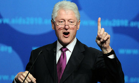 Bill Clinton speaks at the Vienna Aids conference where he directly defended Obama's Aids policy