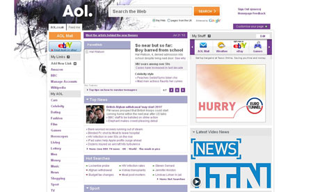 AOL portal with ITN video news clip