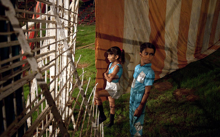 Jan Baz Circus: Performers watch from the sidelines before taking to the arena