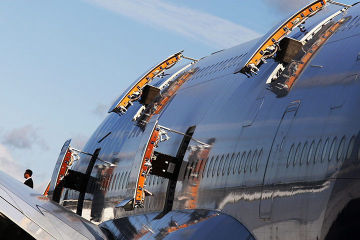 Week in Business: A visitor walks out from an Airbus A380 at Farnborough Airshow