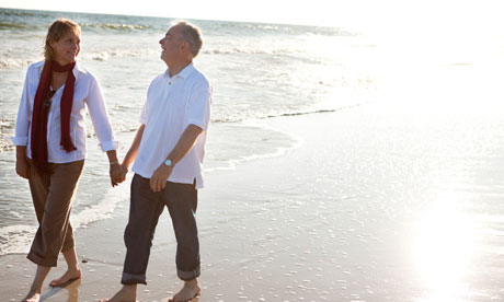 middle-aged couple on beach