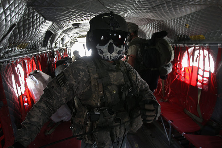 Afghanistan: 30 October 2008: A US Army helicopter gunner