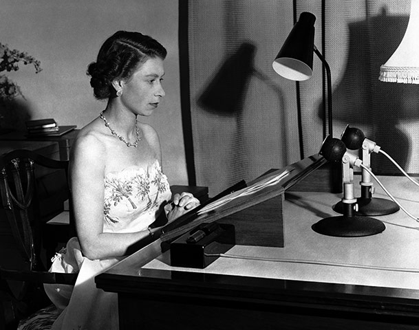 British Monarchy Flickr: The Queen delivering her Christmas Day message in 1953