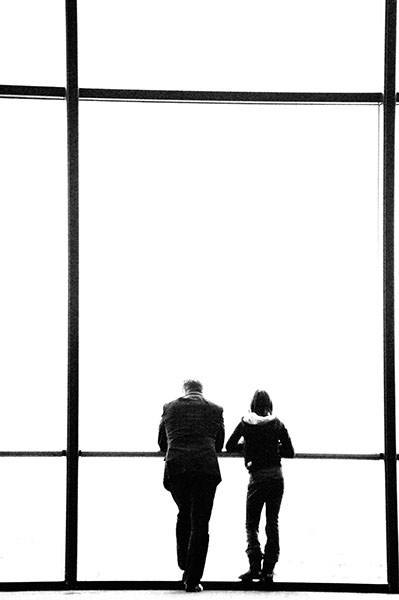 Weekend: Two people looking out of Wembley Stadium before a Rugby game
