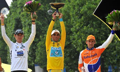 Alberto Contador of Spain wins the Tour de France