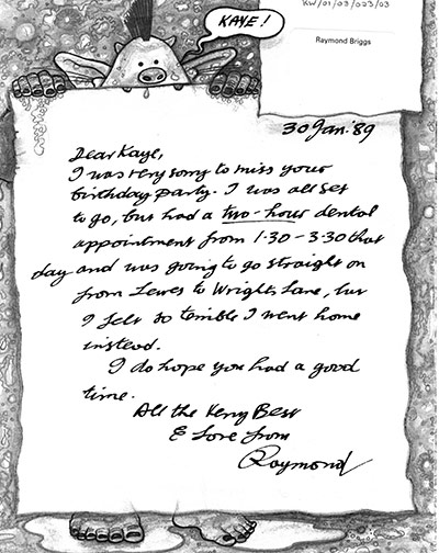  Nuffin Like  A Puffin: Letter from Raymond Briggs to Kaye Webb