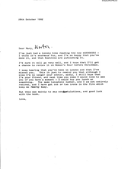  Nuffin Like  A Puffin: Letter from Kaye Webb to Mary Norton