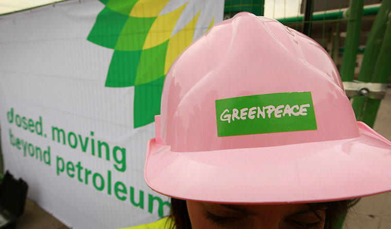 Greenpeace BP protest: greenpeace close bp petrol stations in oil spill protests