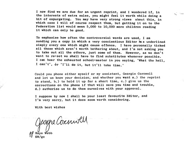 Penguin: Letter from Kaye Webb to Robert Westall part two