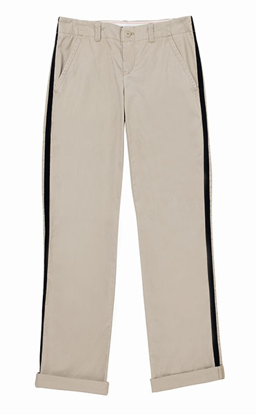 Holiday fashion: Beige tuxedo chinos from Gap