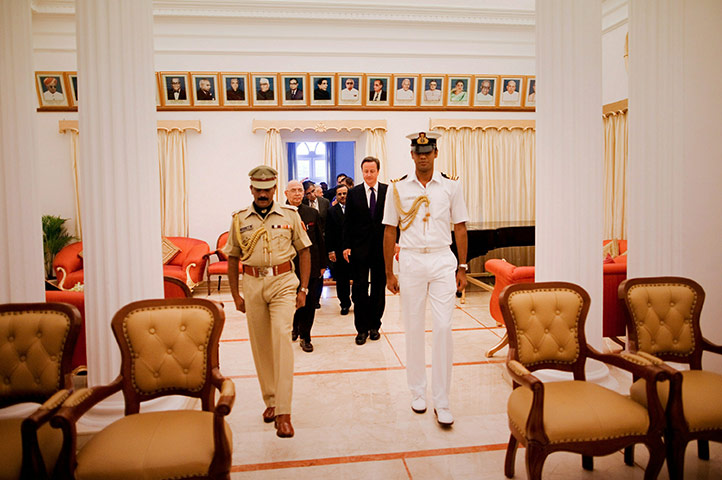 David Cameron on tour: 28 July: David Cameron is greeted by the Governor of Karnataka