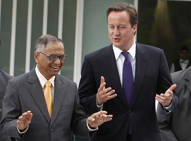 Cameron in India: The PM meets the Infosys Technologies chairman 