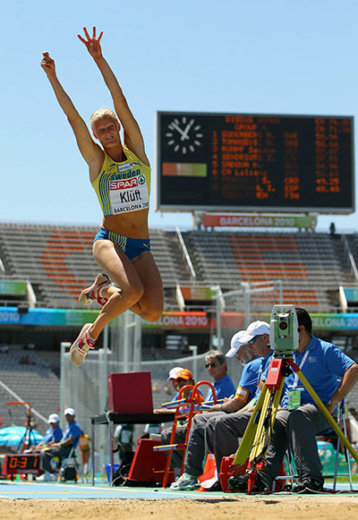 Euro Champs Day 1: Carolina Kluft competes in the Women's Long Jump qualification round