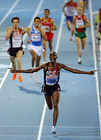 Euro Champs Day 1: Mo Farah celebrates as he crosses the line to take gold in the 10,000m