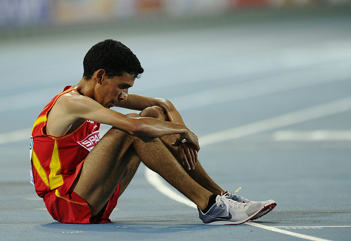 Euro Champs Day 1: Spain's Ayad Lamdassem reacts after finishing fourth in the 10,000m