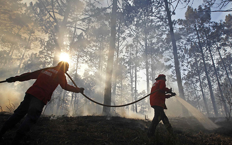 24 hours in pictures: Patais, Portugal: Firefighters combat a forest fire