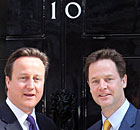 David Cameron and Nick Clegg outside No 10