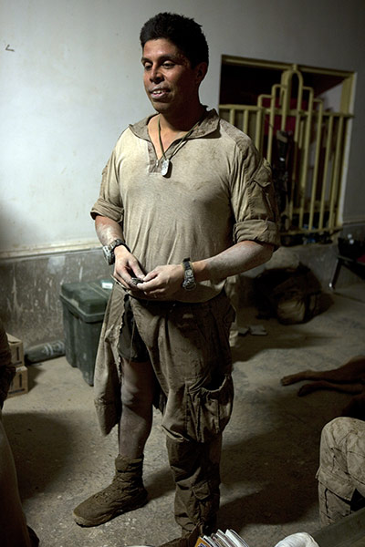 Sean Smith in Afghanistan: A dusty Marine at Patrol Base Karma, Garmsir, Helmand after a patrol