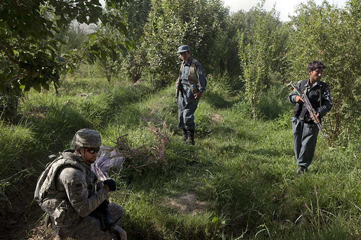 Sean Smith in Afghanistan: US troops and Afghan police on an early morning patrol
