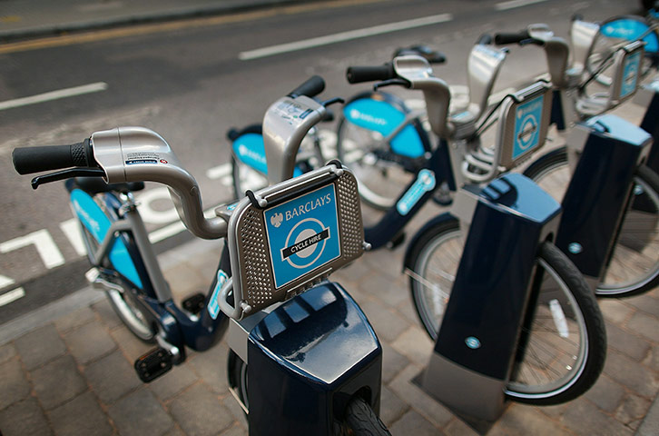 London cycle hire: A new docking station contains bicycles for hire in London