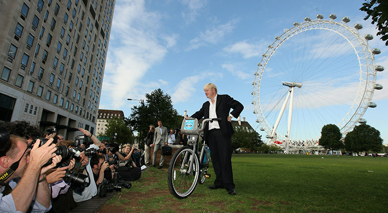 London cycle hire: Mayor of London Boris Johnson poses for  photographers