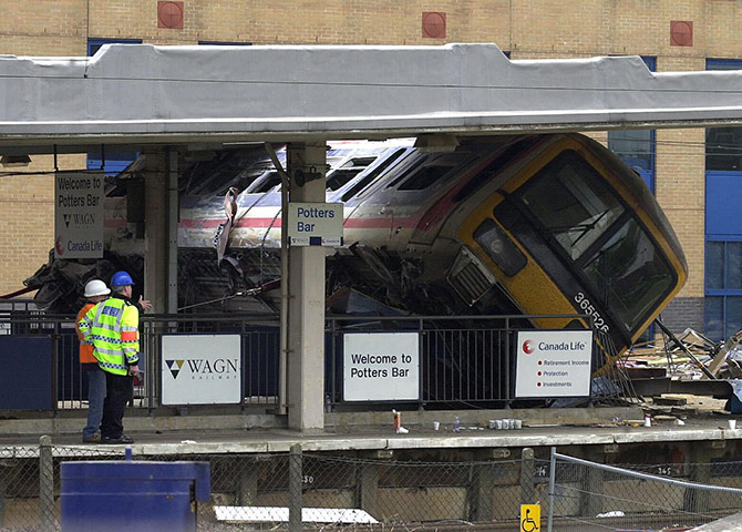 Potters Bar train crash: The scene at Potters Bar Station after a train derailed killing seven