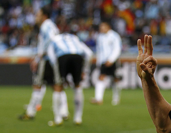 World Cup Quarter-Finals: Germany's Miroslav Klose celebrates his first goal