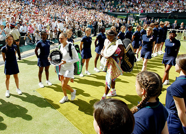Serena wins wimbledon: Vera Zvonareva and Serena Williams leave Centre Court with their trophies