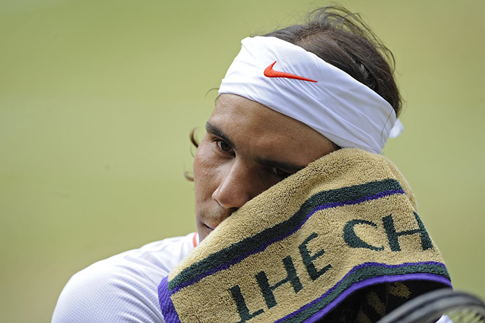 Men's singles final: Nadal wipes his face with a towel
