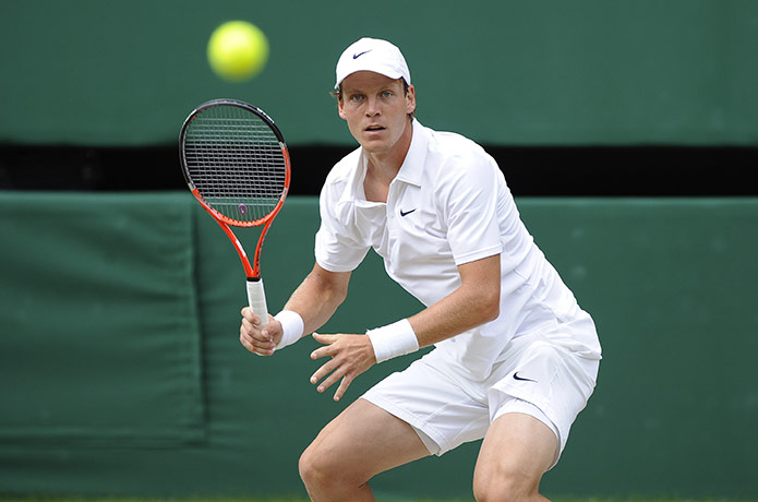 Men's singles final: Tomas Berdych prepares for a forehand shot