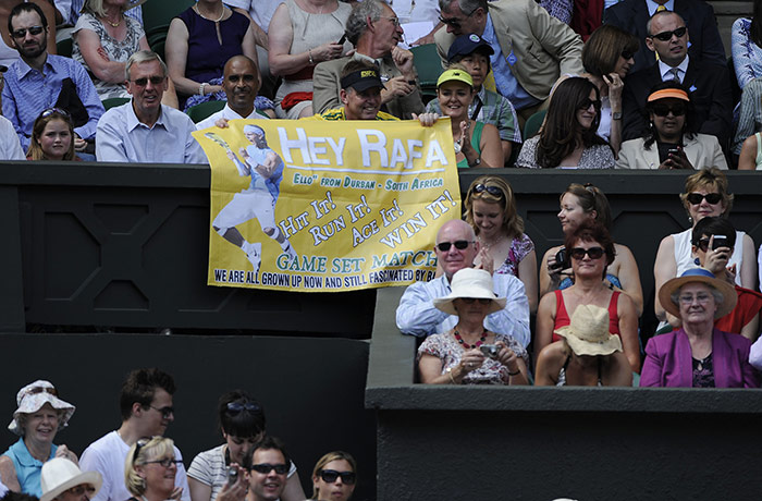 Men's singles final: Nadal fans hold up a banner