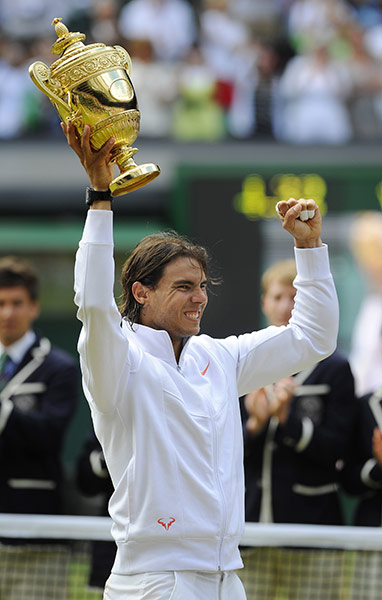 Men's singles final: Rafael Nadal holds up the trophy