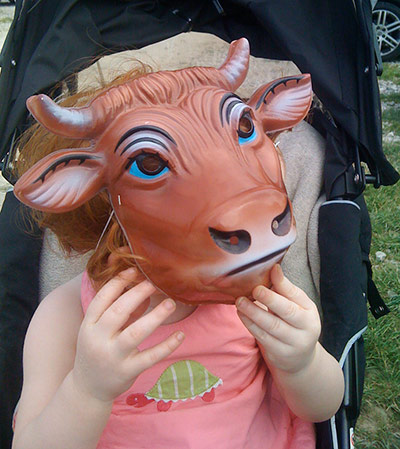show & tell: Dyson: girl in cow mask
