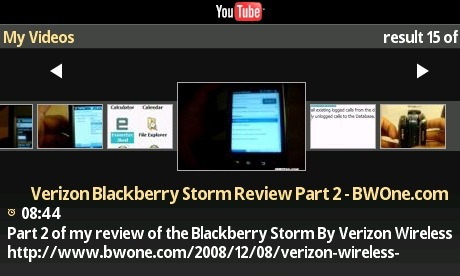 Blackberry's YouTube app