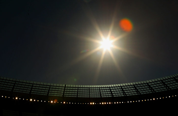 Holland v Uruguay: General view of the Sun setting over Green Point stadium