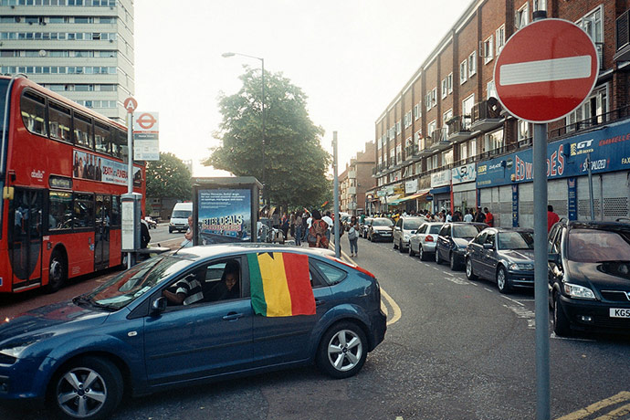 Fans' network: Car with Ghana flag in Camberwell, south London