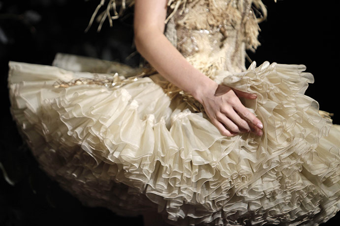 24 hours in pictures: Paris, France: A model at the Franck Sorbier Haute Couture collection