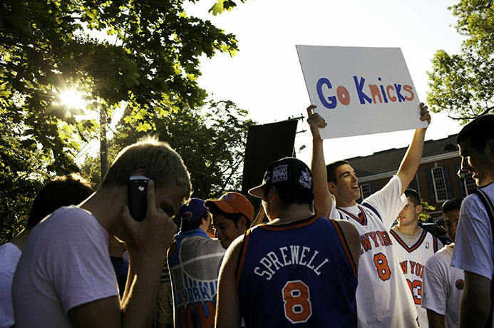 LeBron James: A large crowd of fans assembled outside the Boys & Girls Club of Greenwich