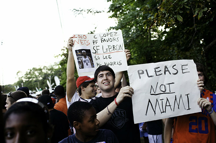 LeBron James: Eric Muroski stands in a large crowd of fans