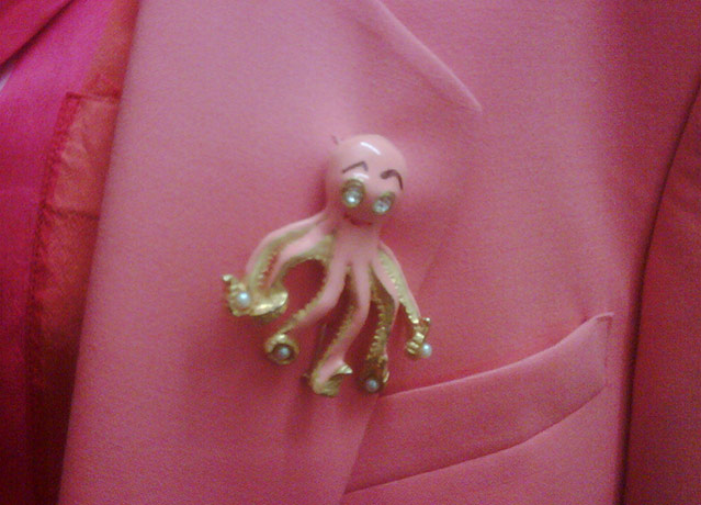 show & tell: Scott: pink octopus broach