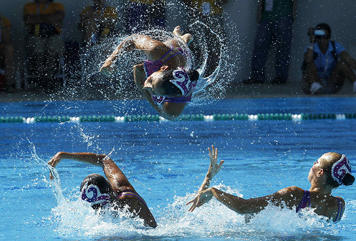 24 hours: Mayaguez, Puero Rico: Mexico's synchronised swimming team perform
