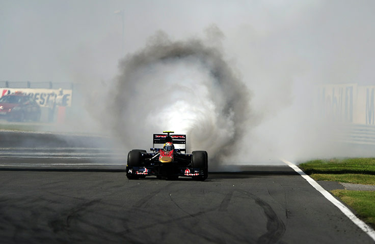 Hungarian grand prix: Smoke comes from Toro Rosso's Jaime Alguersuari's car