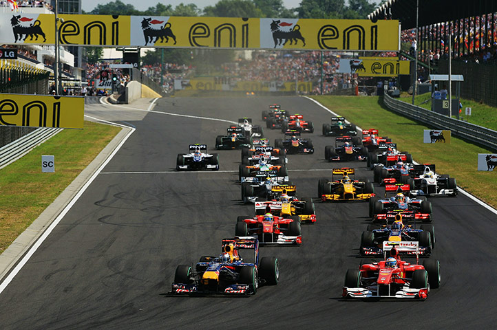 Hungarian grand prix: Sebastian Vettel leads at the start