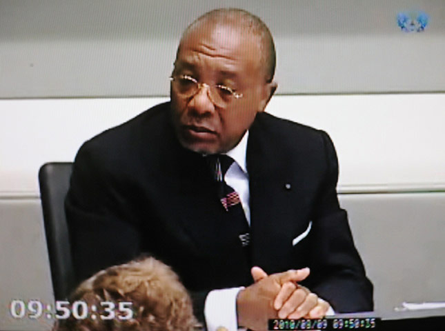 Charles Taylor Retro: Charles Taylor during testimony by Mia Farrow in the Hague
