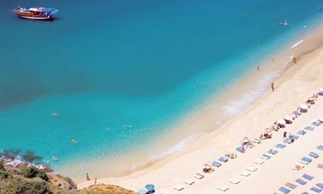 Boat and beach, Antalya, Anatolia, Turkey Minor, Eurasia