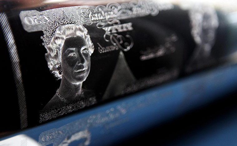 Week in Business: Portrait of Queen Elizabeth II on a printing plate for the fifty pound note