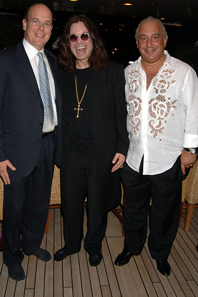 Philip Green : Prince Albert II, Ozzy Osbourne and Philip Green at the Topshop party