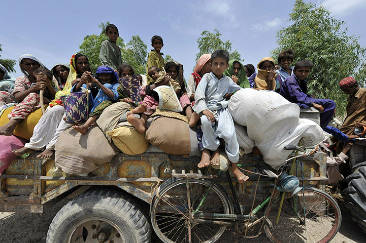Pakistan Flood Disaster: Pakistani flood affected families arrive at a tent city