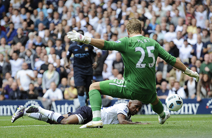 Spurs v Man City: Hart saves from from Defoe