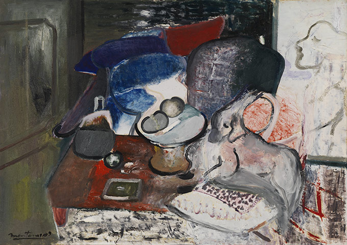 Pordenone Montanari: Interno con vaso di fiori, 1989